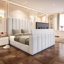 Ottoman storage TV Bed with Remote-Controlled Lift Mechanism 60" velvet