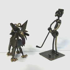 2 x Metal Ornaments Golf Man