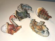 Rare Vintage AAA Baby Dinosaur Hatching Eggs Lot Of 5 PVC Rubber Figures