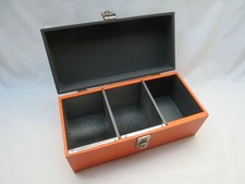 Vintage retro orange & black desk top money petty cash box tray till drawer