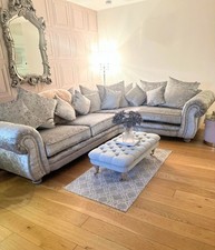 Stunning nearly new luxurious corner sofa, snuggler chair and matching footstool
