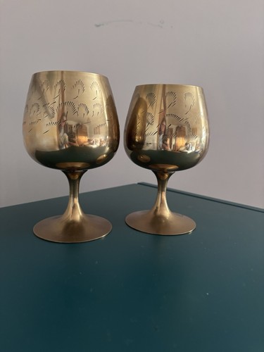 Antique pair brass indian - of,