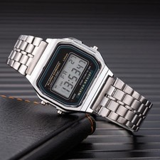 NEW CASIO Retro Classic Unisex Digital Steel Bracelet Watch A158WA-1YES Silver