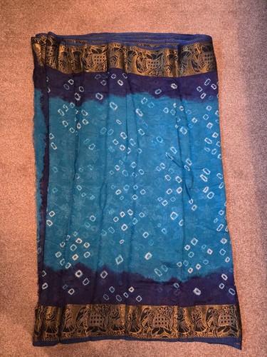 Bandhani style saree - blue, and