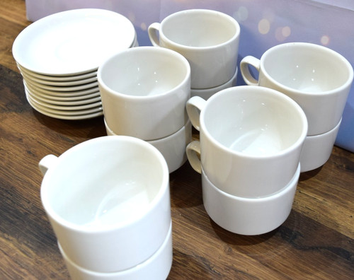 Ceramic white cups - cups, saucers