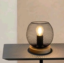 Metal Cage Table Lamp Wooden