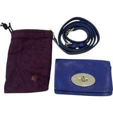 MULBERRY Bayswater Clutch Women's Blue Leather Gold Hardware