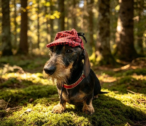 Dog cap red - dog, tweed