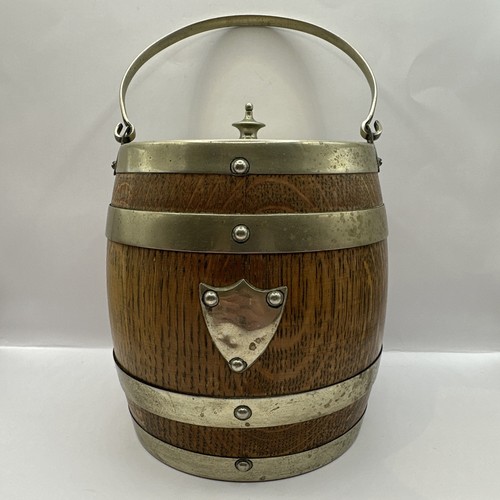Vintage oak metal banded - &,