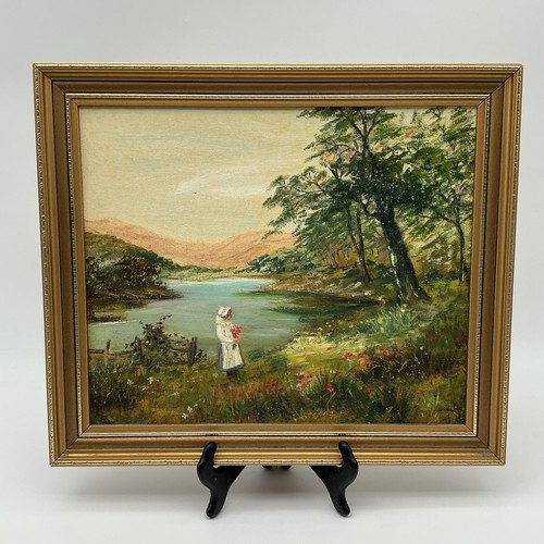 Vintage oil painting girl lady - oil,