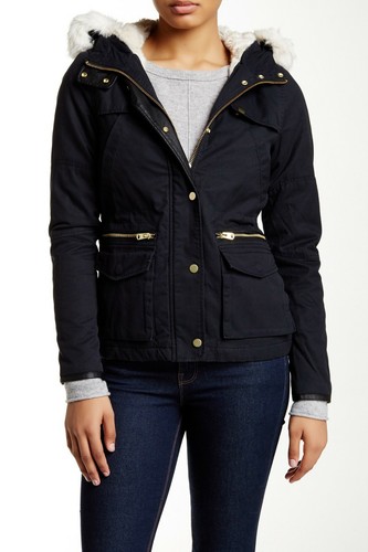 Topshop navy parka - topshop, faux