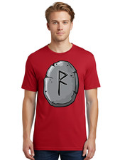Raidho-Rune-Stone Mens Graphic Tee, 100% Cotton, Casual Summer Wear