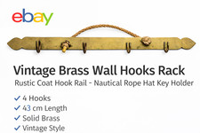 Vintage Brass Wall Hooks Rack