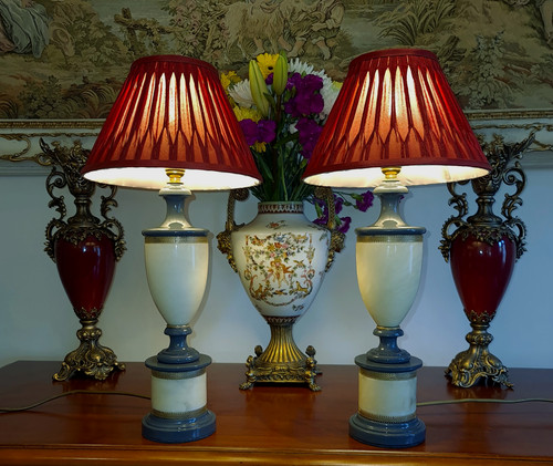 Pair italian marble brass - pair,