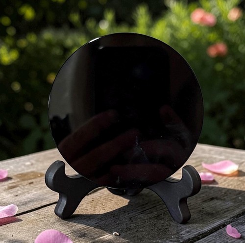 Black obsidian scrying mirror - scrying,