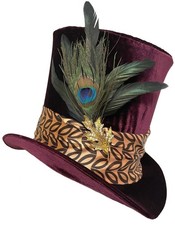 Tall Top Hat Velvet Burgundy