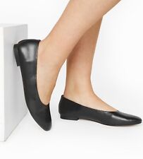 Size 8 LTS  Black Slip On Ballerina Faux Leather Flat Shoes Pumps Boats