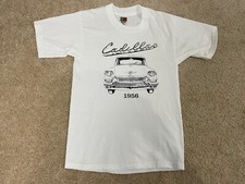 Vintage Fruit Of The Loom T-Shirt Mens Small Graphic Print 1956 Cadillac White