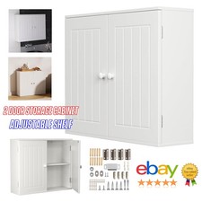 Dayplus Wall Cabinet 2 Door White Storage Organiser Mounted Cupboard Bathroom