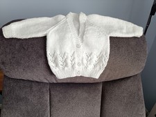 Brand new hand knitted baby cardigans 0-3 months  White dk 