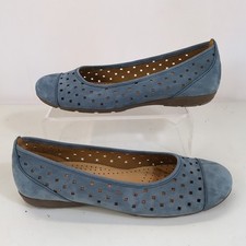 Gabor Hovercraft Shoes UK 5 Blue Ruffle Punched Detail Casual Flats Leather