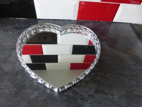 Heart crystal edge mirror tray - crystal,