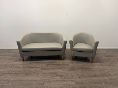 Grey faux leather seater - faux, 2