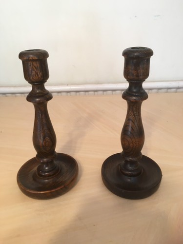 Vintage carved wooden candel - carved,