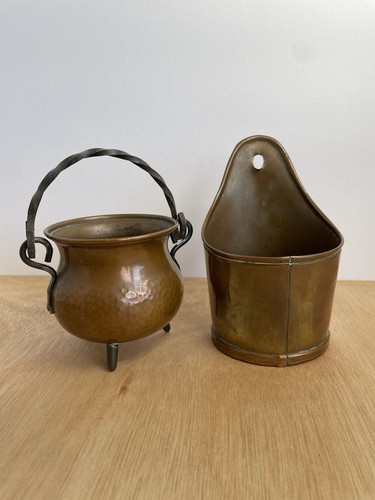Vintage copper cauldron pot - vintage,