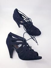 Red Level size 5 (38) black faux suede lace up peeptoe cone heel court shoes