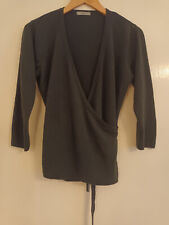 Marks & Spencer Black Thin Acrylic V Neck 3/4 Sleeve Tie Cardigan in Size 18
