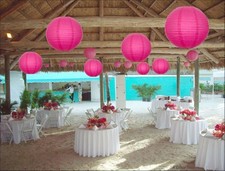 12PCs Hot Pink Paper Lanterns