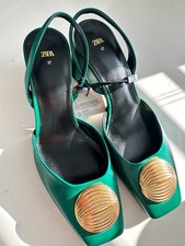 ZARA Green Slingback Heels