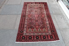 Vintage Worn Hand Made Traditional Oriental Wool Red Brown Red Runner 173x95cm