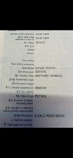 Classic Range Rover Chassis SUFFIX A V5 Log Book + VIN plate. TAX MOT ULEZ Free
