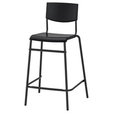 IKEA STIG High Bar Stool with Backrest Stackable Highchair Black 63cm NEW