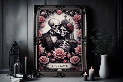 Skull picture gothic - print,