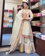 NEW INDIAN STYLE CHINNON  SILK SALWAR KAMEEZ WITH DUPATTA FOR RECEPTION WEAR