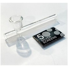D&K Glass Smoking Clear Tobacco Pipe & 5 Free Screens 1,2,3,6,12,24