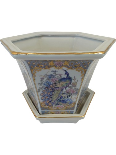 Porcelain hexagonal planter - porcelain,