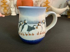 Wendy Morgan Otagiri Puffin Mug Handcrafted Japanese Pottery Penguins Blue