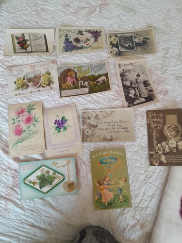 Antique postcards birthday - antique,