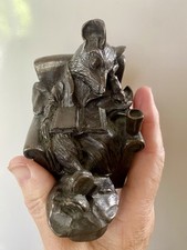 Cold Bronze Figurine Mouse Napping With A Book "Feet Up " 10cm