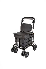 Prestige Shopping / Mobility Trolley with Backrest & Seat - BLACK EDITION