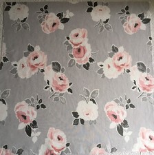 Used 50cm x 100cm Cath Kidston Paper Rose On Dove Grey Lightweight Cotton Fabric