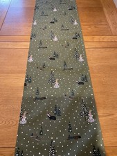 Table runner Sophie Allport festive Forest olive Fabric 52 Inches handmade