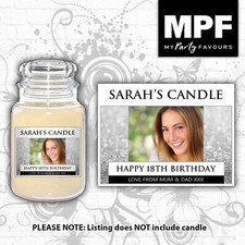 Personalised Yankee Photo Candle Label Sticker - Silver - Birthday any occasion