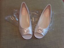 New Ivory Satin Pink Paradox Flat Wedding Prom Shoes Size 37/4 