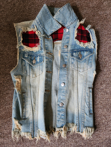 Unif distressed blue vest - unif, red