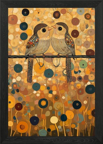 Two birds wire klimt - two, on